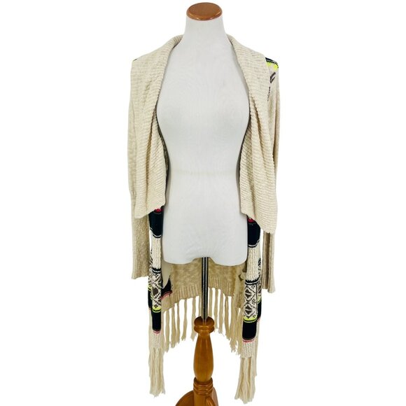 Vintage Y2K Princess Vera Wang Fringe Boho Multicolor Knit Cardigan Cottagecore - Picture 5 of 15